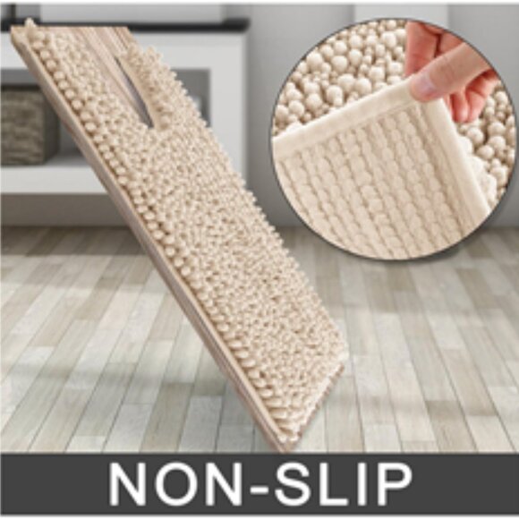 NIP~ Yimobra Bathroom Rug Non Slip, Washable 27"x18" -Ultra Soft, Beige & Coffee - Picture 3 of 13